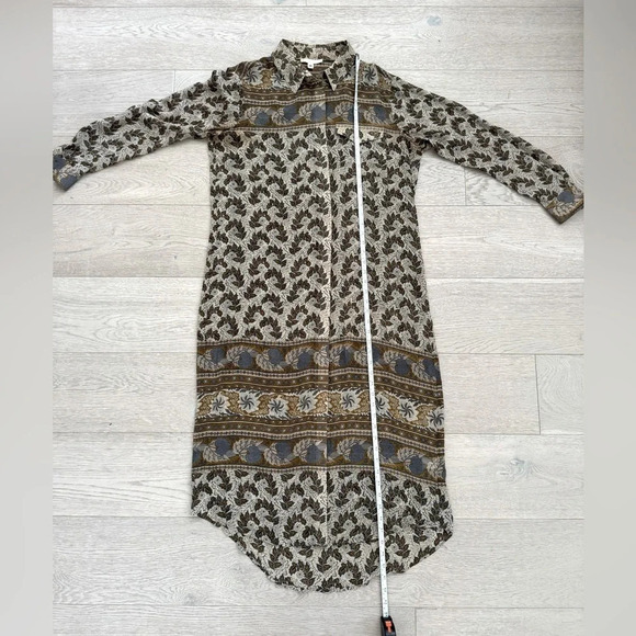 100% silk Burning Torch sheer button down dress size medium - Picture 3 of 8